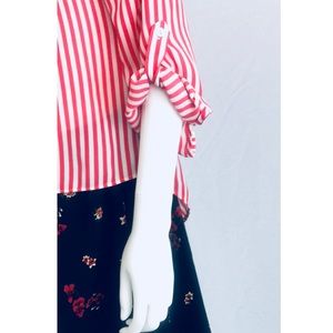 Chicos, Tie Front Blouse Size 1, Coral Long Sleeve